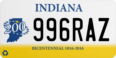 IN license plate 996RAZ