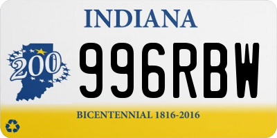 IN license plate 996RBW