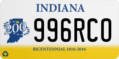 IN license plate 996RCO