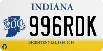 IN license plate 996RDK