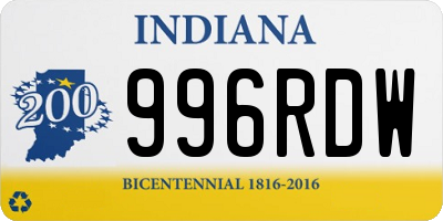 IN license plate 996RDW