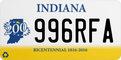IN license plate 996RFA