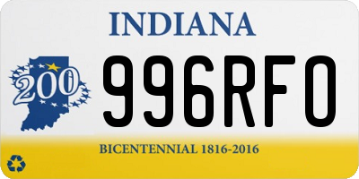 IN license plate 996RFO