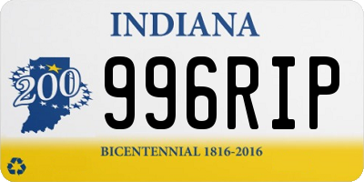 IN license plate 996RIP