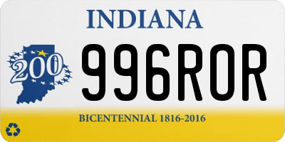 IN license plate 996ROR