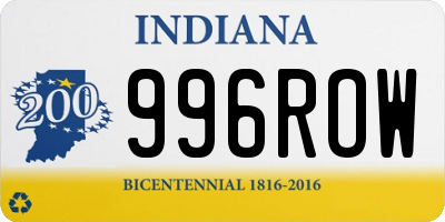 IN license plate 996ROW