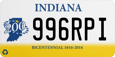 IN license plate 996RPI