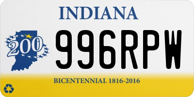 IN license plate 996RPW