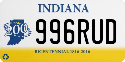 IN license plate 996RUD