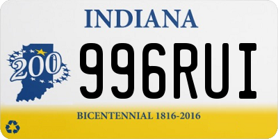IN license plate 996RUI