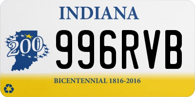 IN license plate 996RVB