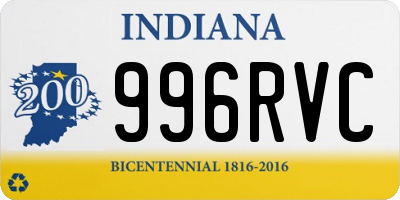 IN license plate 996RVC