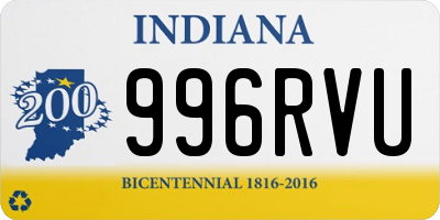 IN license plate 996RVU
