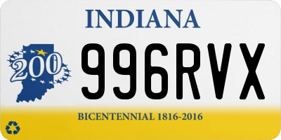 IN license plate 996RVX