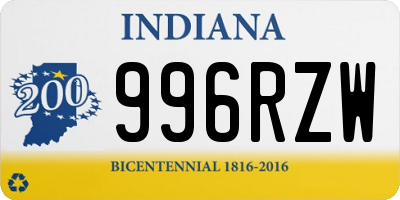 IN license plate 996RZW