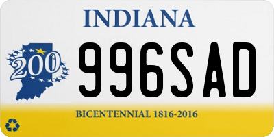 IN license plate 996SAD