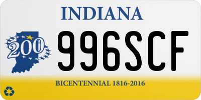 IN license plate 996SCF