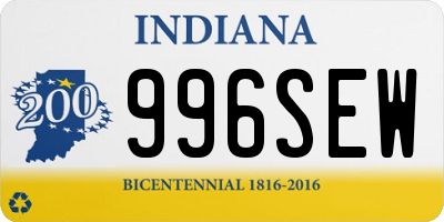 IN license plate 996SEW