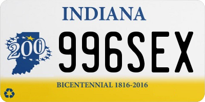 IN license plate 996SEX