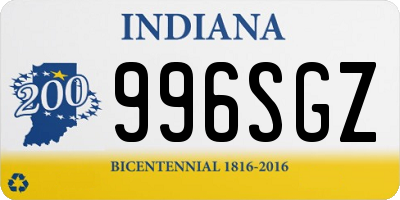 IN license plate 996SGZ