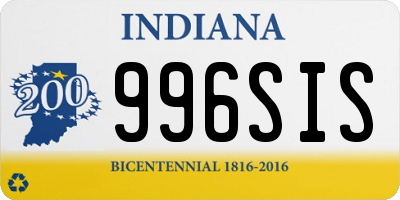 IN license plate 996SIS