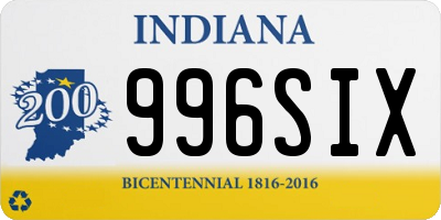 IN license plate 996SIX