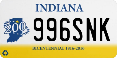 IN license plate 996SNK