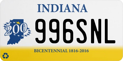 IN license plate 996SNL