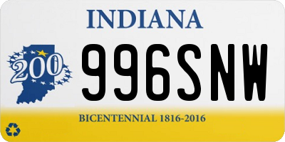 IN license plate 996SNW