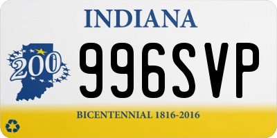 IN license plate 996SVP