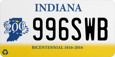 IN license plate 996SWB