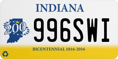 IN license plate 996SWI