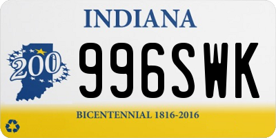 IN license plate 996SWK