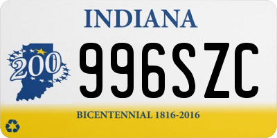 IN license plate 996SZC