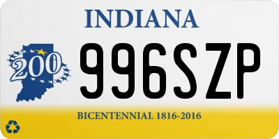 IN license plate 996SZP