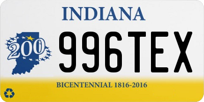 IN license plate 996TEX