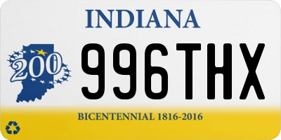 IN license plate 996THX