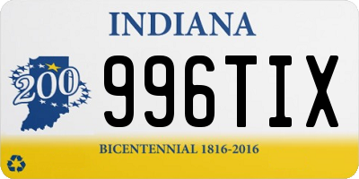 IN license plate 996TIX