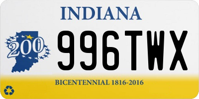 IN license plate 996TWX