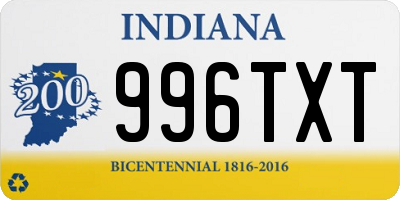 IN license plate 996TXT