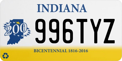 IN license plate 996TYZ