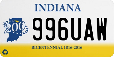 IN license plate 996UAW