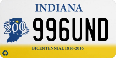 IN license plate 996UND