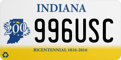 IN license plate 996USC