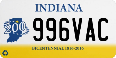 IN license plate 996VAC