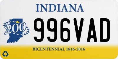 IN license plate 996VAD