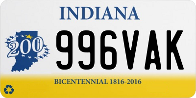 IN license plate 996VAK