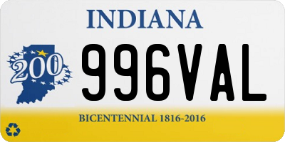 IN license plate 996VAL