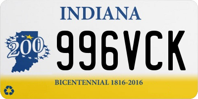 IN license plate 996VCK