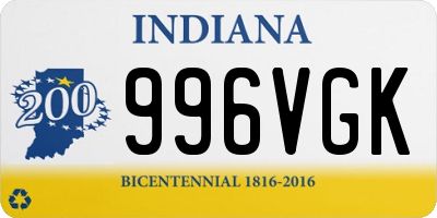 IN license plate 996VGK